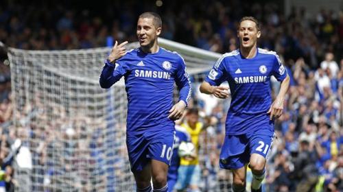 فرحة اللاعب هازارد بتسيل الهدف