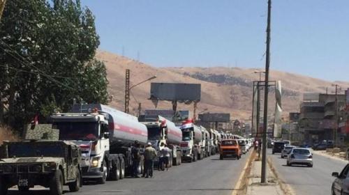 صورة لحظة وصول قافلة مساعدات النفط