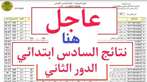 نتائج الصف السادس الابتدائي الدور الثاني البصرة 2019 برقم الجلوس