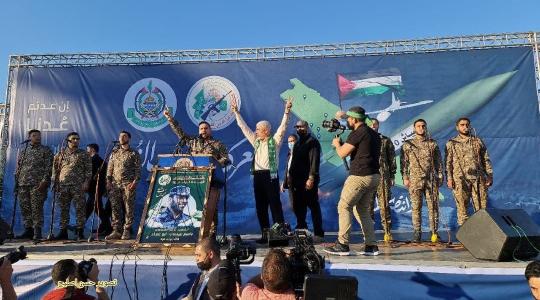 حماس تنظم مهرجان لتأبي شهداء "سيف القدس" وسط غزة