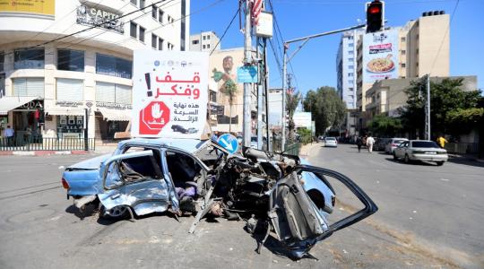 حادث سير في قطاع غزة اليوم ابريل 2022