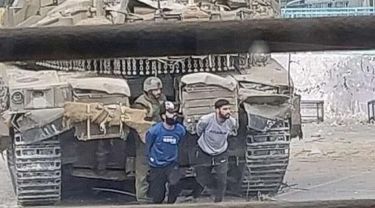 الاحتلال يستخدم المدنيين دروع بشرية في غزة.jpeg