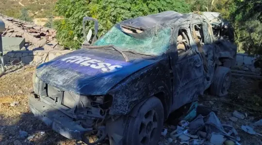 جانب من الاستهداف الذي تعرض له الصحفيين في حاصبيا