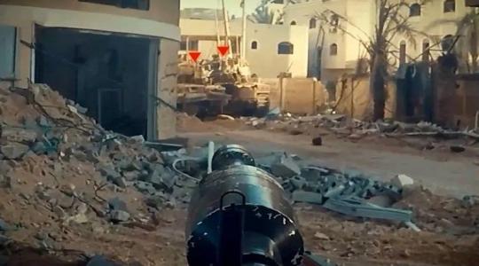 جانب من استهداف سرايا القدس آلية اسرائيلية خلال المعارك بغزة