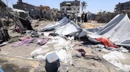 قصف خيمة تؤوي نازحين في غزة