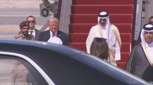 لحظة وصول الرئيس ترامب إلى الدوحة