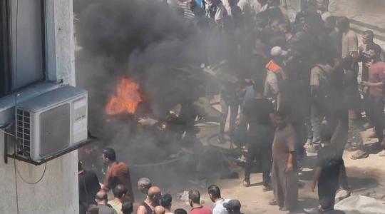 استهداف سيارة مدينة وسط مدينة غزة