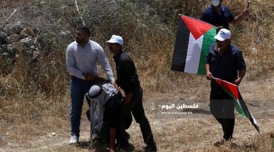 مسيرة سلمية ضد التوسع الإستيطاني ومصادرة الأراضي في قرية قوصين غرب نابلس (3)