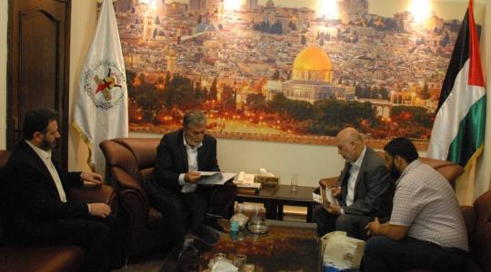 الأمين العام لحركة الجهاد الإسلامي زياد النخالة يستقل وفداً من مؤسسة القدس الدولية في لبنان