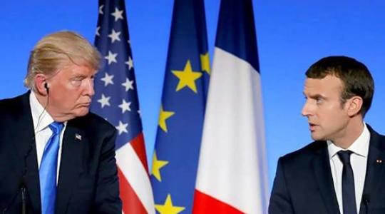 الرئيسان الفرنسي امانويل ماكرون والامريكي دونالد ترامب