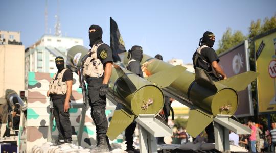 سرايا القدس الجناح العسكري للجهاد الإسلامي خلال عرض عسكري-غزة