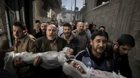 جانب من تشييع جثامين أطفال شهداء في غزة