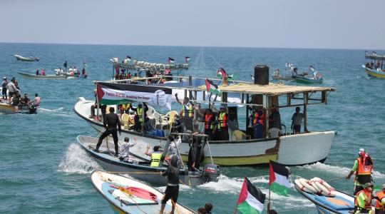 انطلاق قوافل الحرية وكسر الحصار من ميناء غزة ‫(42598946)‬ ‫‬.JPG