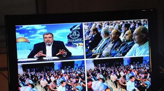 جانب من الاستماع للكلمة في قاعة رشاد الشوا بغزة