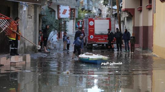 شوارع غزة بفعل الأمطار