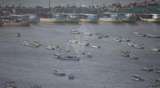 أجواء المنخفض الجوي في ميناء غزة-أرشيفية