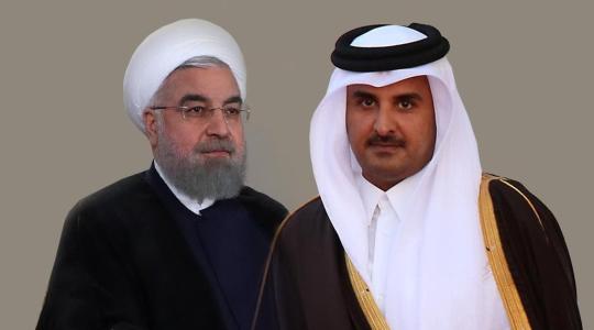 الرئيس الايراني حسن روحاني وامير قطر تميم بن حمد