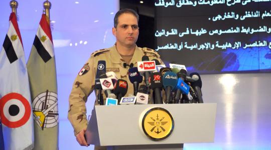 المتحدث العسكري المصري العقيد تامر الرفاعى خلال مؤتمر صحفي