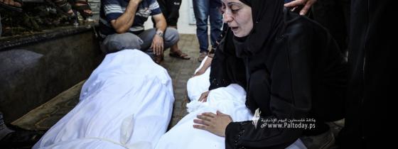 بالصور : وسط حالة من الحزن تشييع جثامين شهداء العدوان المتواصل على مدينة غزة