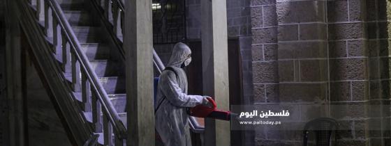 الجهاد الإسلامي تنظم حملة لتعقيم مساجد قطاع غزة كإجراء وقائي لمواجهة فيروس كورونا