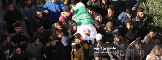 جنازة الشهيد إبراهيم خليل الشنتف من الشيخ رضوان الذي ارتقى جراء حادث عرضي في أحد انفاق المقاومة