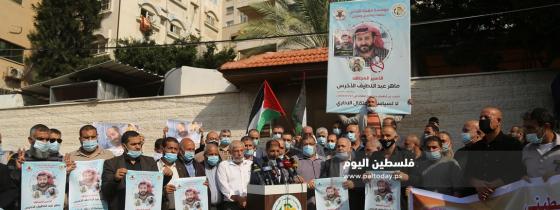 لجنة الأسرى بغزة تنظم مؤتمرا صحفيًا عقب انتصار الاسير ماهر الاخرس