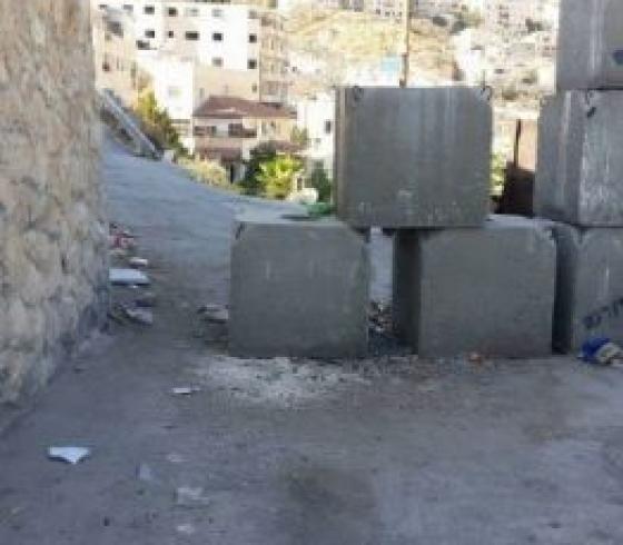 الاحتلال يغلق طريقا فرعية بالمكعبات الاسمنتية غرب الخليل