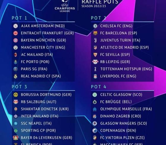 موعد مباريات دوري أبطال أوروبا 2022-2023