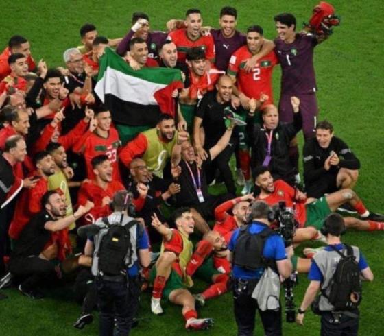 علم فلسطين منتخب المغرب