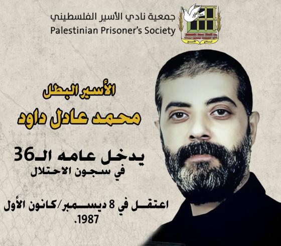 نادي الأسير: الأسير محمد عادل داود يدخل عامه الـ(36) في سجون الاحتلال