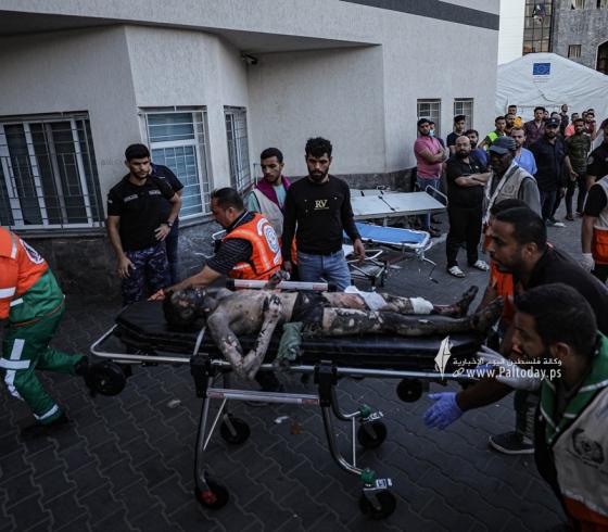 شهداء واصابات لمجمع الشفاء الطبي  مع تواصل القصف الصهيوني على مدينة غزة