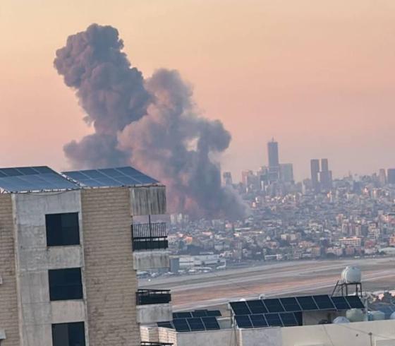 طيران الاحتلال الاسائيلي يقصف في الضاحية الجنوبية ببيروت