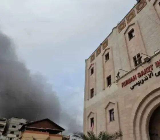 جانب من حصار قوات الاحتلال المستشفى الاندونيسي