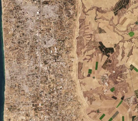صورة جوية للمنطقة العازلة حول غززة