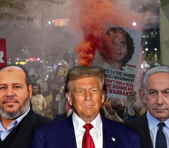 صورة تجمع نتنياهو وترامب والحية عقب اتفاق وقف النار
