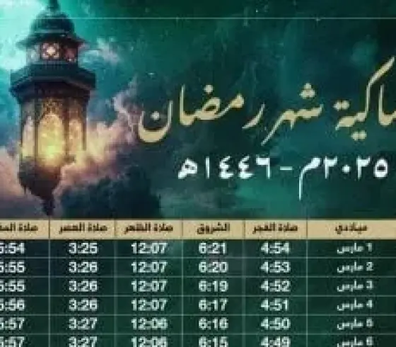 إمساكية شهر رمضان 2025- 1446 في فلسطين