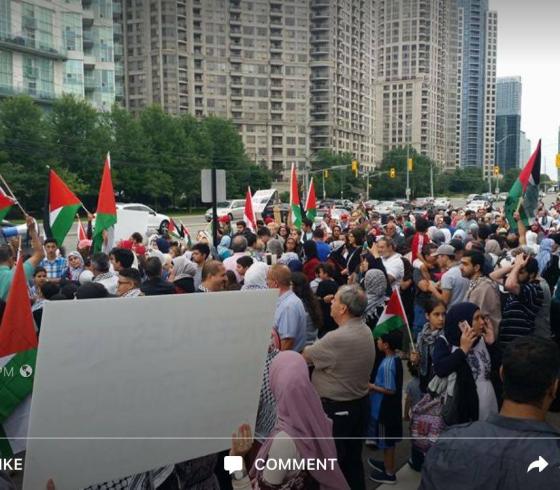 متضامنون عرب وكنديون يتظاهرون احتجاجاً على انتهاكات الأقصى