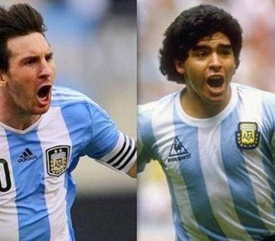 نجما الكرة الأرجنتينية اديجو ارماندو مارادونا  وليونيل ميسي