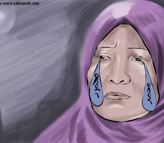 كاريكاتير لأم الأسيرين محمد ومحمود البلبول