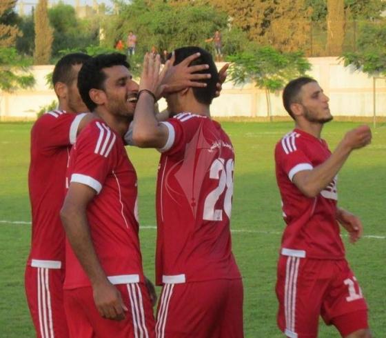 فرحة لاعبي بيت لاهيا بالفوز