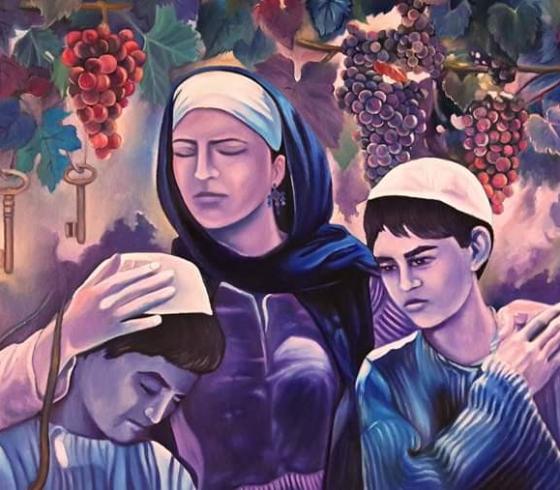لوجة "التغريبة الفلسطينية" من عمل الرسام إسماعيل كلوب