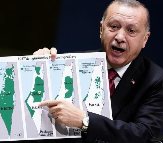 اردوغان يعرض خارطة فلسطين في الأمم المتحدة