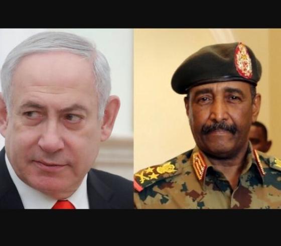 بنيامين نتنياهو ورئيس المجلس الانتقالي السوداني عبد الفتاح البرهان
