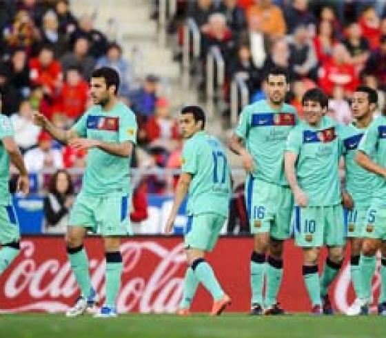 لقطة من مباراة برشلونة وريال مايوركا