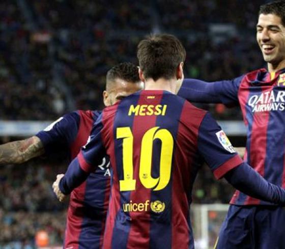 فرحة لاعبي برشلونة بالفوز