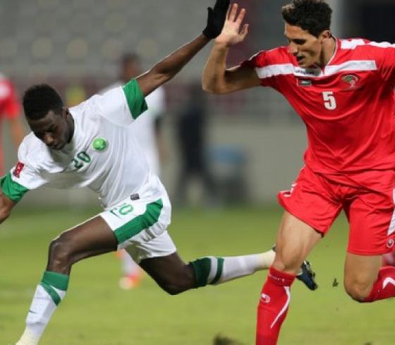 من مباراة فلسطين والسعودية