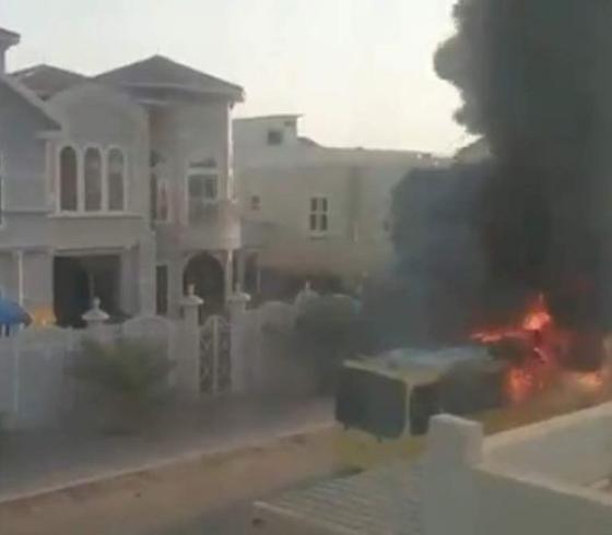 احتراق حافلة مدرسية