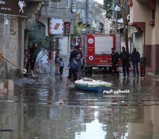 شوارع غزة بفعل الأمطار