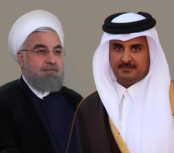 الرئيس الايراني حسن روحاني وامير قطر تميم بن حمد