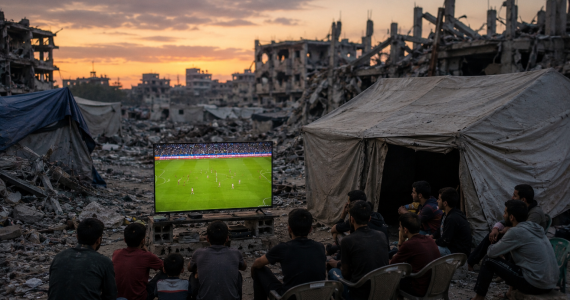 صورة تعبيرية عن متابعة المونديال في غزة